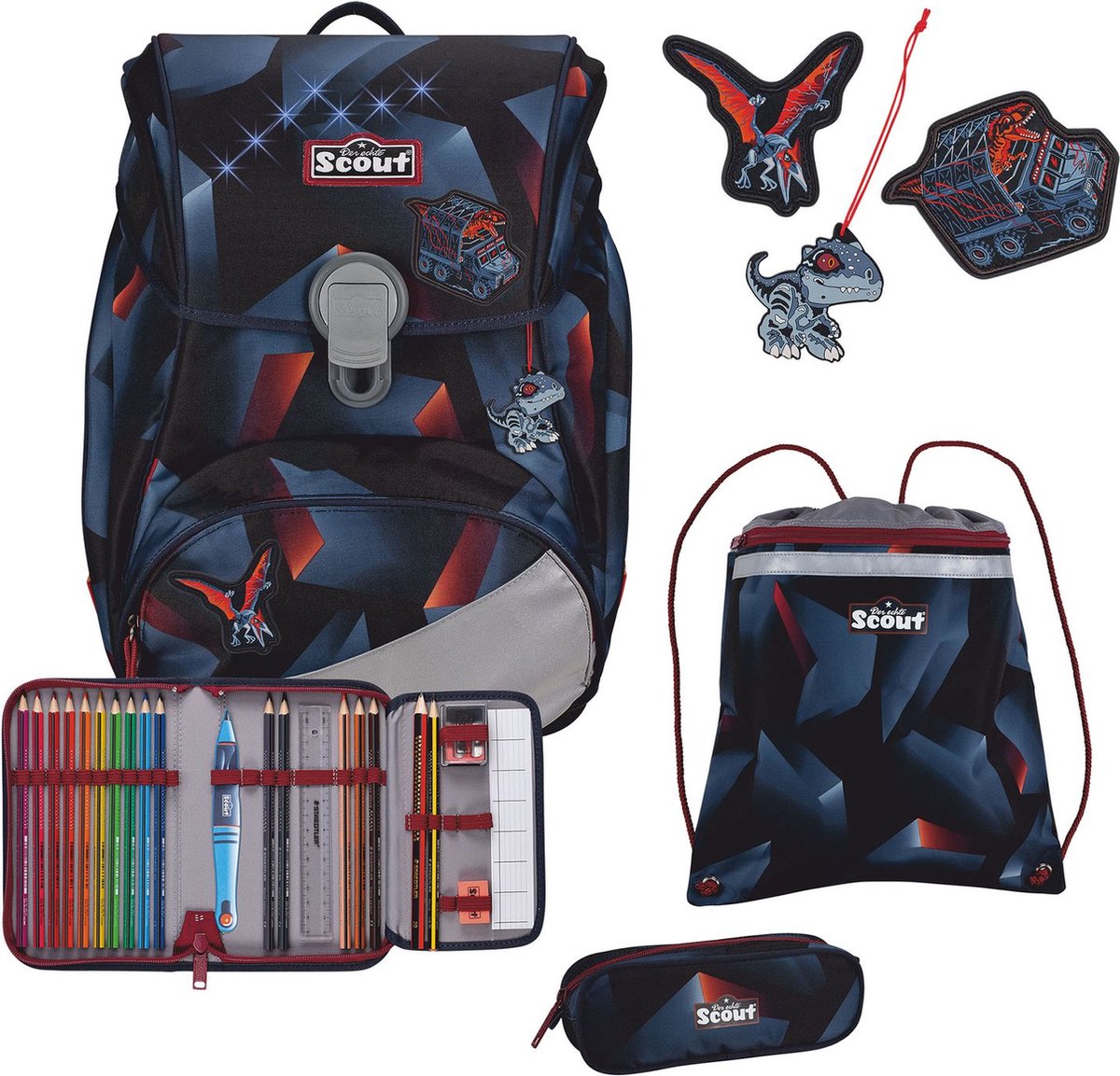 Scout schooltas LED Alpha Set 4-delig Gravity donkergrijs