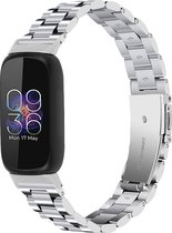 YONO Stalen Bandje geschikt voor Fitbit Inspire 3 - RVS Schakel Horlogeband - Zilver