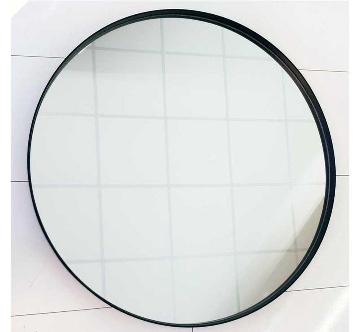 Ronde badkamerspiegel met mat zwart frame 60x60 cm