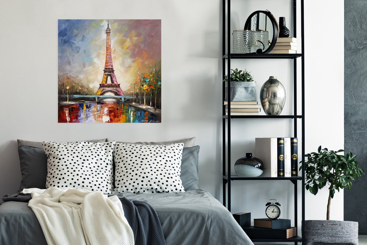 Poster Eiffeltoren - Schilderij - Olieverf - Parijs - 75x75 cm