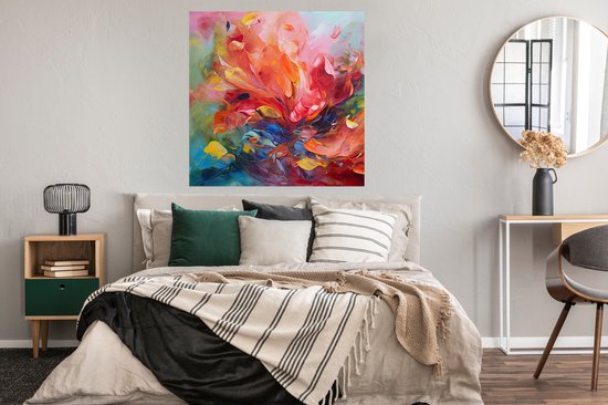 Affiche peinture à l'huile - Art - Abstrait - Coloré - 100x100 cm XXL