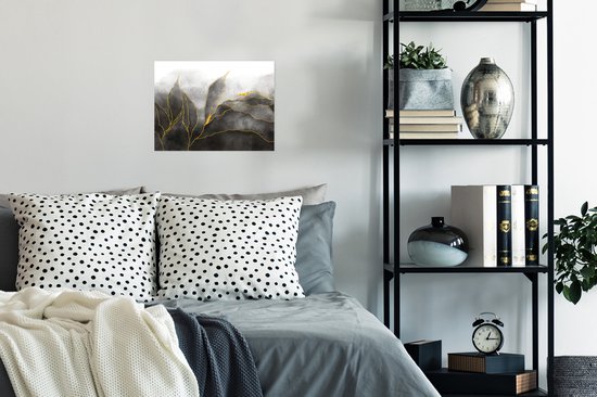 Poster Marmer - Zwart - Goud - Luxe - Marmerlook - 40x30 cm