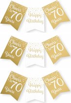 Paperdreams verjaardag vlaggenlijn 70 jaar - 3x - wit/goud - 600 cm