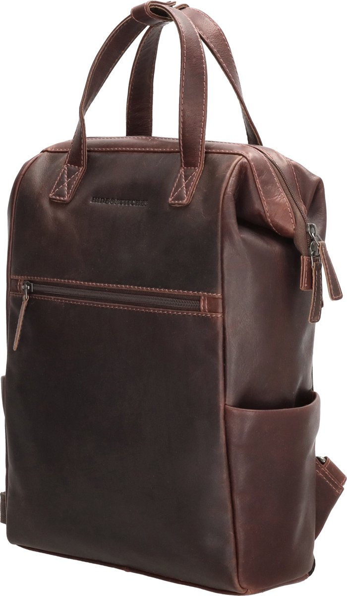 Hide & Stitches Japura Rugzak tablet - 100% Leer - Donkerbruin
