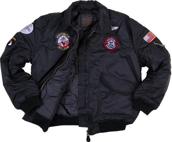 Fostex kinder CWU flight jacket/jas - Zwart - Maat L