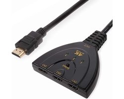 EverTech 3-In 1-Out HDMI Switch with Pigtail Cable