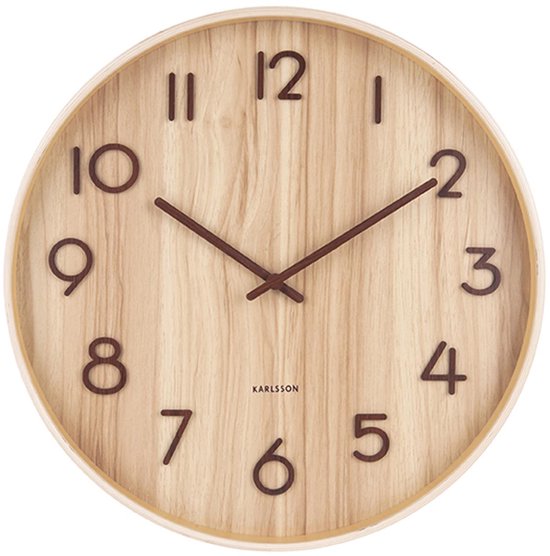 Karlsson Wandklok Pure - Licht lindehout - Medium - Ø40cm - Scandinavisch