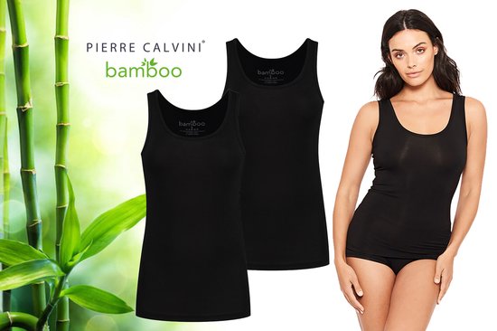Pierre Calvini - Bamboe Hemden Dames - 2-pack - Zwart - XL - Onderhemd Dames - Hemdjes Dames - Singlet Dames - t Shirt Dames