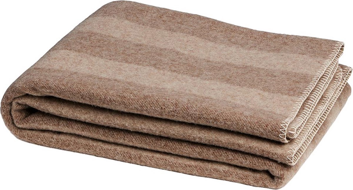 Yumeko merinowollen deken stripe bruin/chestnut 150x220