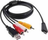 Digitale camera USB + AV-kabel voor Sony MD3 / DSC-W350 / W350D / W360 / W380, Lengte: 1,5 m (zwart)