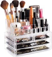 Make Up Organizer-Cosmetica opbergdoos - Beauty Organizer -4lades en 16 vakken -Transparant 24 x 15 x 18,5 cm