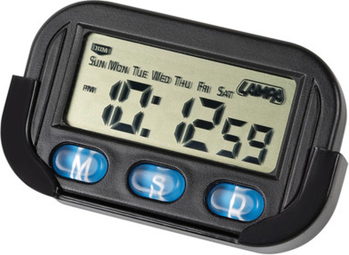 Petite horloge numérique pour tableau de bord de voiture, écran LCD,  affichage de l'heure, de la date, horloge numérique autocollante avec  support 