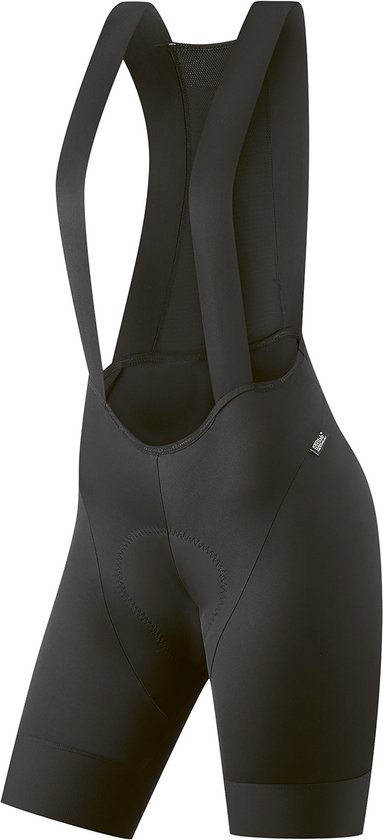Cuissard de cyclisme noir avec bretelles et peau de chamois intégrée.