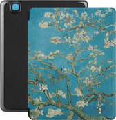 Lunso - Housse Kobo Aura H20 Edition 2 (6,8 pouces) - Housse de sommeil Vegan Saffiano Leather - Van Gogh Almond Blossom
