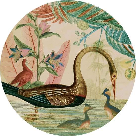NIN-NIT - Le lac - Cercle mural - Ø60 cm - en aluminium - botanique - bohème - éclectique - oiseaux
