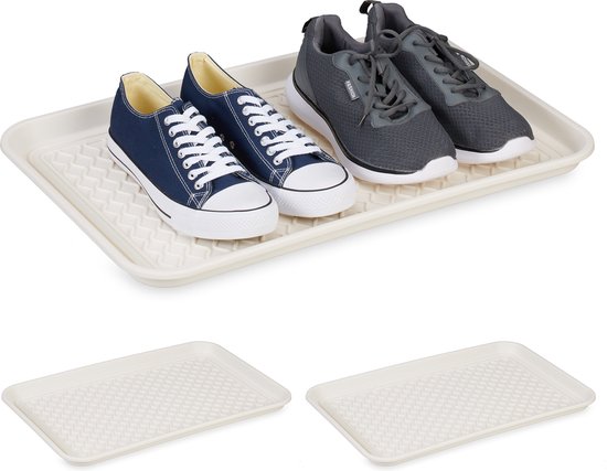KOTARBAU® 3er Set Schuhabtropfschale - 60 x 40 cm - Abtropfmatte für nasse Schuhe - Schuhablage für Herbst & Winter - Schuhmatte aus Kunststoff - Schuhtablett - Schuhwanne für Flur - Grau