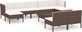 vidaXL - 10-delige - Loungeset - met - kussens - poly - rattan - bruin