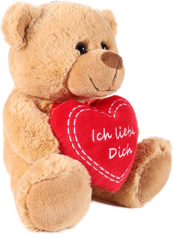 Glad Weggelaten vraag naar BRUBAKER Teddy Pluche Beer met Hart Rood - Ich liebe dich Duits - 25 cm -  Teddybeer... | bol.com