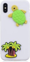 GadgetBay 3D Cartoons Flexibel TPU Hoesje palmboom en schildpad iPhone XR - Wit