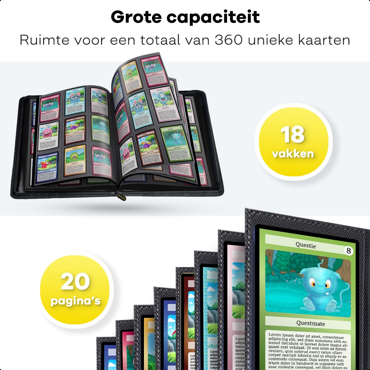 Figuur Uitwisselbaar Deel Verzamelkaartenalbum, Groot Voor 1000 Kaarten 16 Vakken Ritssluiting Kaartenbinder Voor Ruilkaarten Voor Yugioh Mtg Sportkaarten Sinterklaas Tafelsetting