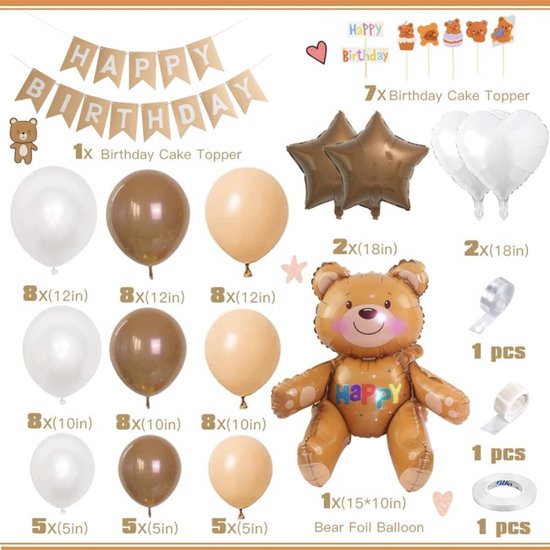 Ballon hochet teddy décoration beige et marron Ballon hochet