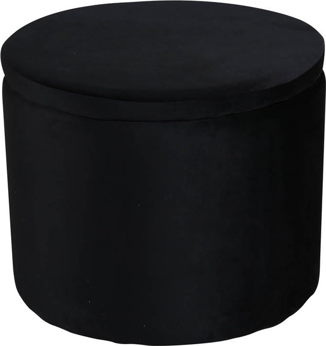 Dunken poef, hocker met opbergruimte Ø51cm velours zwart.
