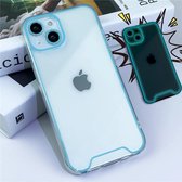 iPhone 14 Pro Hoesje - Neon Blauw Transparant Hoesje - Shockproof - Fluorescerende Case - Soft Phone Case