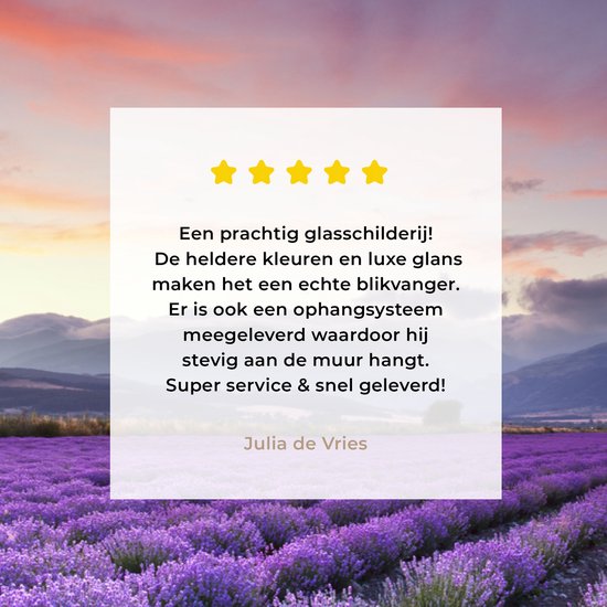 MuchoWow® Peinture sur verre 150x100 cm - Peinture sur verre acrylique - Coucher de soleil sur les lavandes - Photo sur verre - Peintures