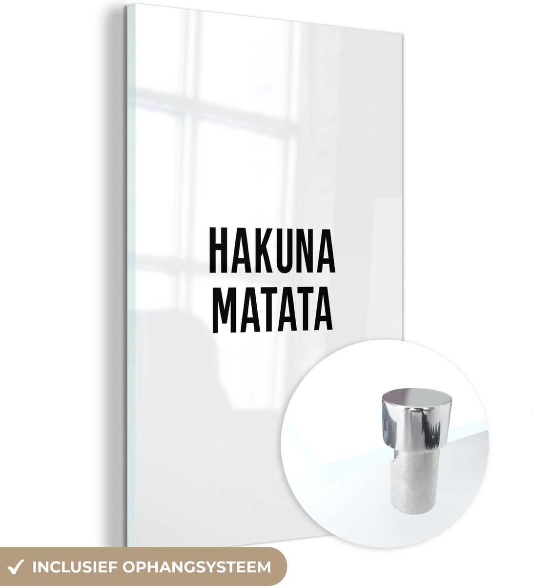 MuchoWow® Glasschilderij 20x30 cm - Schilderij acrylglas - Quotes - Hakuna matata - Kinderen - Baby - Tekst - Foto op glas - Schilderijen