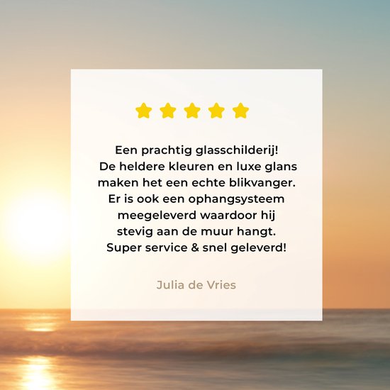 MuchoWow® Tableau sur verre 180x120 cm - Tableau sur verre acrylique - Mer - Couleurs - Soleil - Photo sur verre - Décoration murale salon - Décoration murale chambre - Peintures