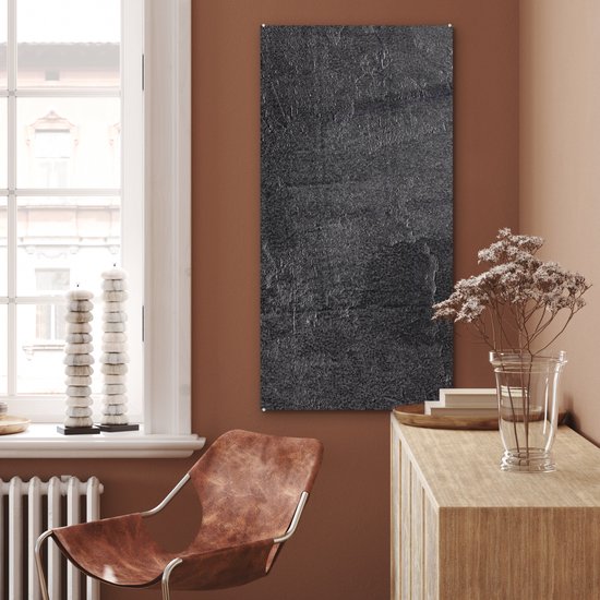 MuchoWow® Peinture sur verre 60x120 cm - Peinture sur verre - Ardoise - Béton - Natuursteen - Grijs - Industriel - Photo sur verre acrylique - Peintures