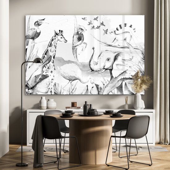 MuchoWow® Peinture sur verre 150x100 cm - Peinture sur verre acrylique - Peinture aquarelle - Animaux - Jungle - Garçons - Filles - Enfants - Enfant - Photo sur verre - Peintures