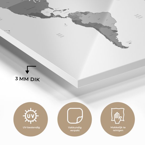 Peinture sur verre - Mappemonde rouge sur fond blanc - noir et blanc - 60x40 cm - Peintures Plexiglas