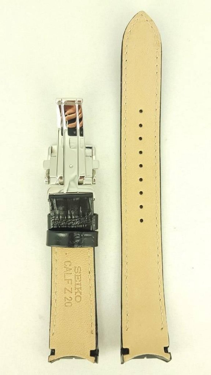 Seiko Premier SNP015 Horlogeband 7D46-0AB0 Zwart Leer 20mm 
