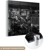 MuchoWow® Glasschilderij 90x90 cm - Schilderij acrylglas - Las Vegas bij nacht - Foto op glas - Schilderijen