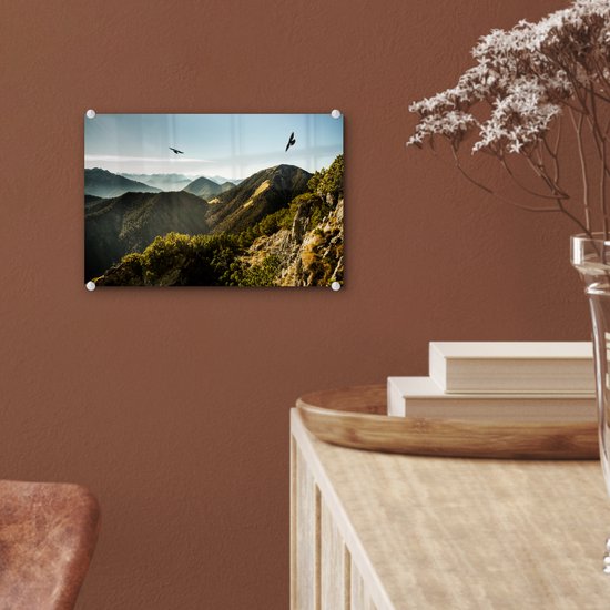 Peinture sur verre - Alpes - Vogels - Forêt - 30x20 cm - Peintures acryliques - Photo sur Glas