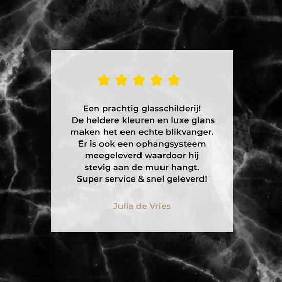 Peinture sur Verre - Marbre - Zwart - Wit - Chic - 90x90 cm - Peintures sur Verre Peintures - Photo sur Glas