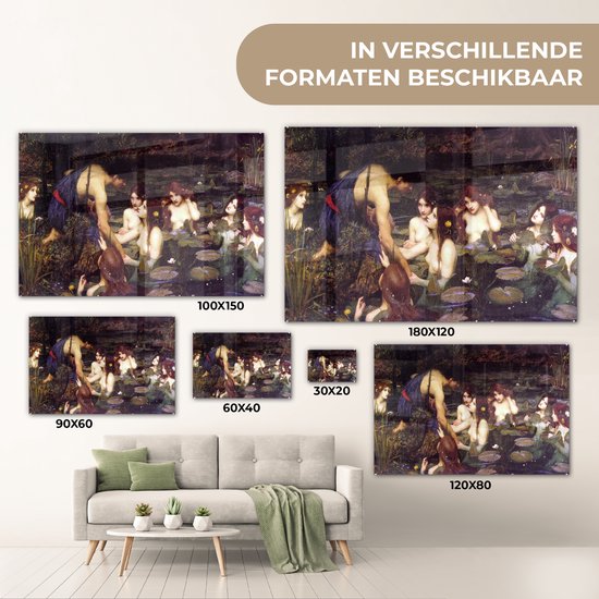 Peinture sur verre - Hylas et les nymphes - peinture de John William Waterhouse - 60x40 cm - Peintures Plexiglas