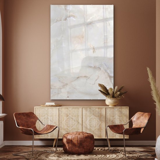 MuchoWow® Peinture sur Verre - Marbre - Veines - Nacre - 120x180 cm - Peintures sur Verre Peintures - Photo sur Glas