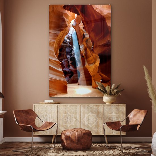 Peinture sur verre - La lumière du soleil à travers les crevasses étroites de l'Antelope Canyon - 120x180 cm - Peintures sur verre acrylique - Photo sur Glas