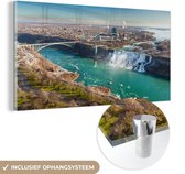 MuchoWow® Glasschilderij 120x60 cm - Schilderij acrylglas - De Niagara watervallen in Noord-Amerika - Foto op glas - Schilderijen