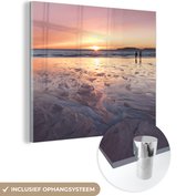 MuchoWow® Glasschilderij 20x20 cm - Schilderij acrylglas - Strand - Zon - Zee - Foto op glas - Schilderijen