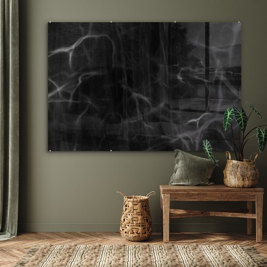 MuchoWow® Peinture sur verre 180x120 cm - Peinture sur verre - Marbre - Motifs - Zwart - Photo sur verre acrylique - Peintures