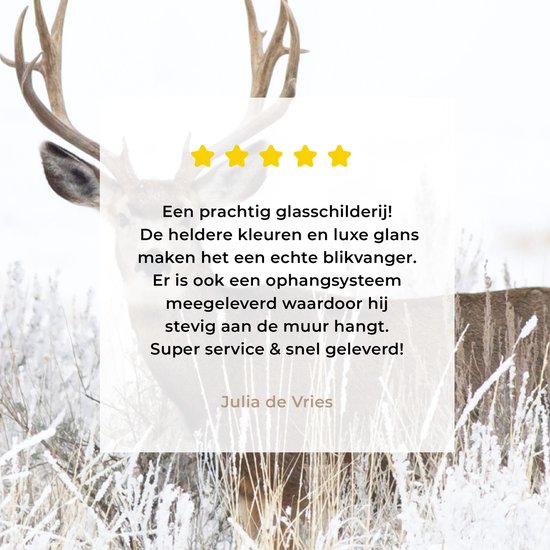 MuchoWow® Peinture sur Verre - Cerf - Hiver - Neige - Animaux - Saisons - Wit - 90x90 cm - Peintures sur Verre Acrylique - Photo sur Glas