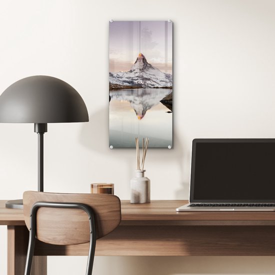 Peinture sur verre - Vue du Stellisee sur le Cervin en Suisse - 20x40 cm - Peintures sur Verre Peintures - Photo sur Glas