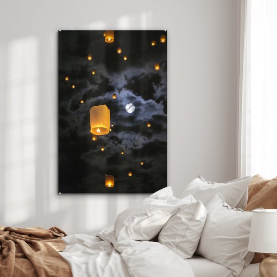 Peinture sur Verre - Loi Krathong en Thaïlande - 80x120 cm - Peintures sur Verre Peintures - Photo sur Glas