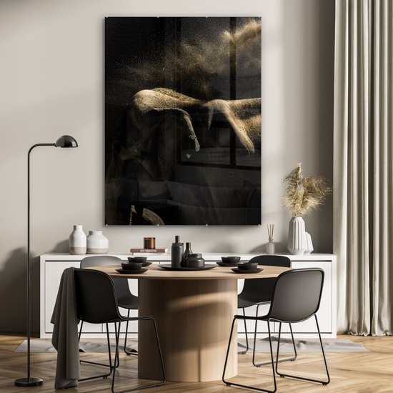 MuchoWow® Peinture sur verre 90x120 cm - Peinture sur verre acrylique - Éléphant - Boue - Animaux - Zwart - Photo sur verre - Peintures