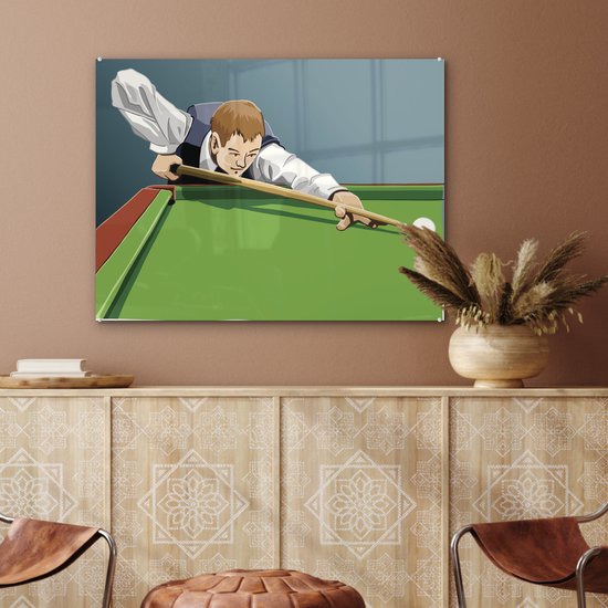 Peinture sur verre - un homme qui frappe en jouant au billard - 80x60 cm - Peintures sur Verre Peintures - Photo sur Glas
