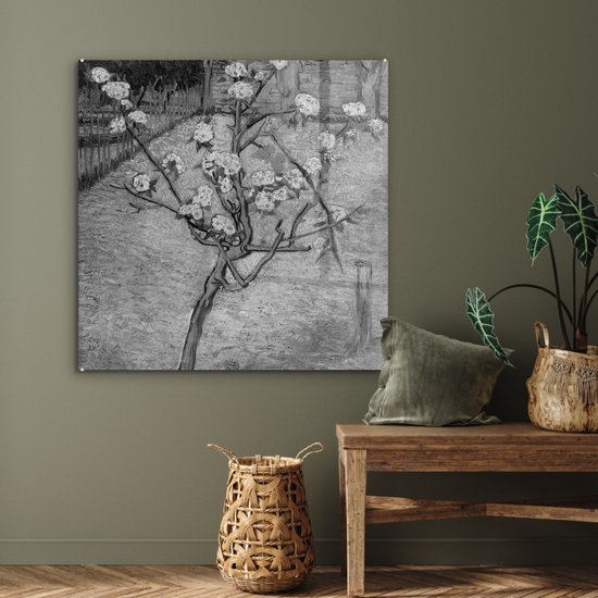MuchoWow® Peinture sur verre 90x90 cm - Peinture sur verre - Poirier en fleur - Vincent van Gogh - Photo sur verre acrylique - Peintures
