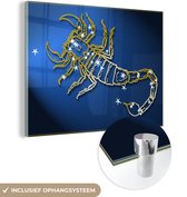 MuchoWow® Glasschilderij 80x60 cm - Schilderij acrylglas - Sterrenbeeld - Schorpioen - Sterren - Foto op glas - Schilderijen